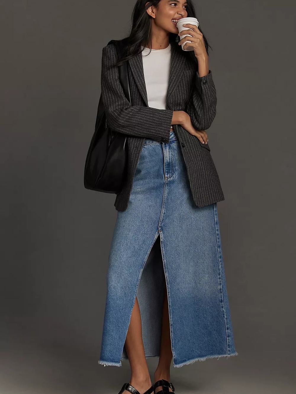 Pilcro Madi Front-Slit Denim Maxi Skirt